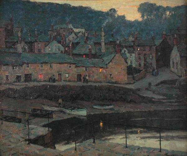 Wieczór, Mousehole, Kornwalia (olej na płótnie) autorstwa Terrick Williams