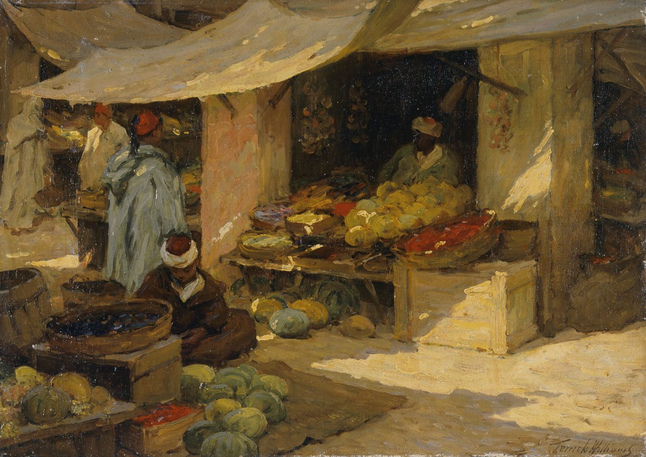 Targ owocowy, Tanger (olej na płótnie) autorstwa Terrick Williams