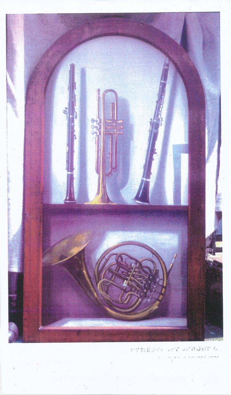 Słyszę muzykę, słodką muzykę (1985) olej na płycie autorstwa Terry Scales