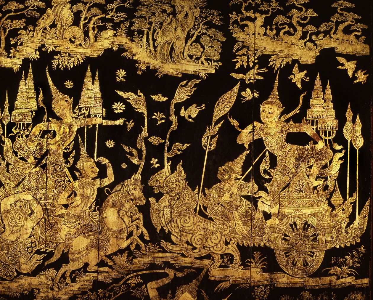 Fragment ekranu ze sceną z Ramakien autorstwa Thai School