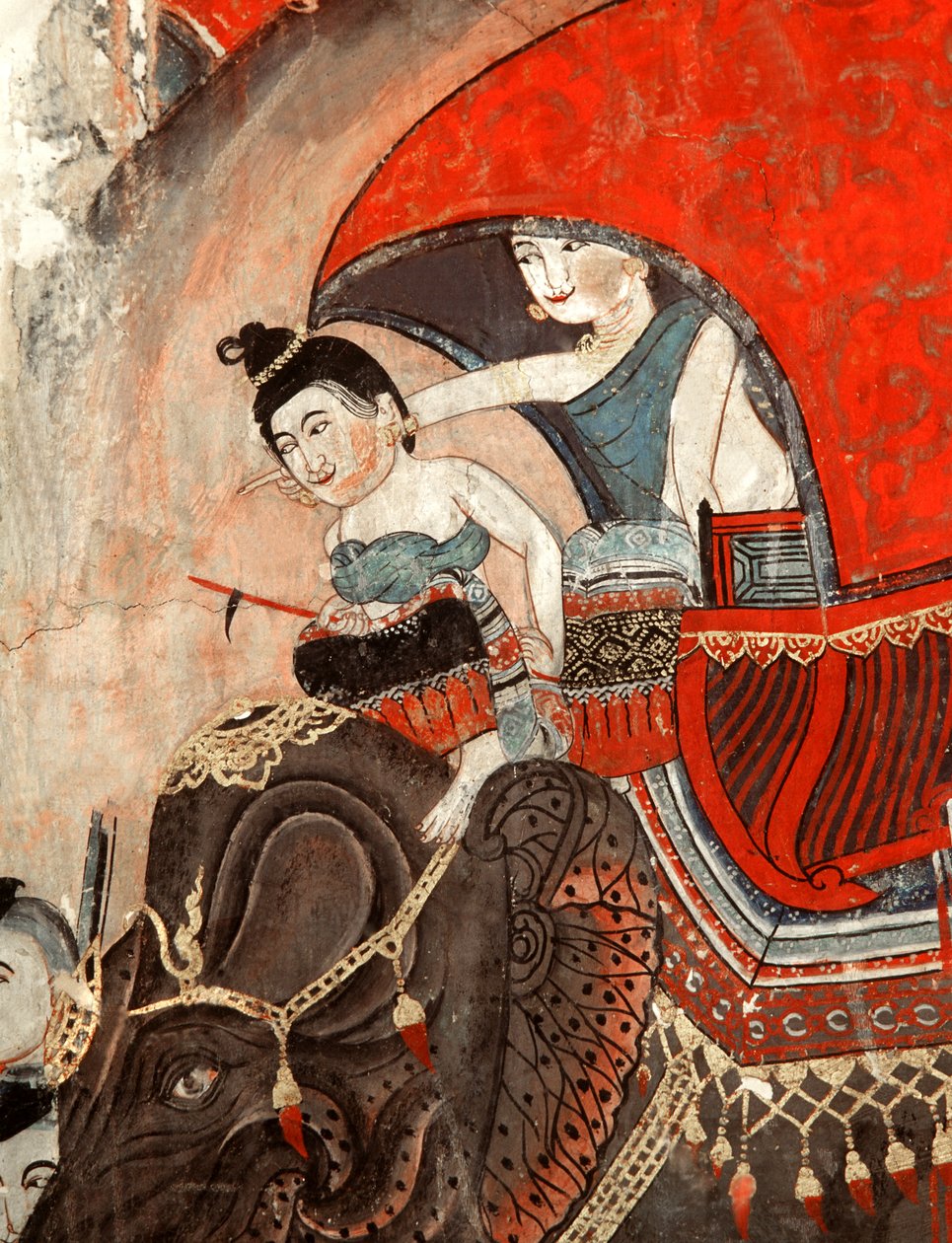 Księżniczka i pomocnik na słoniu (mural) autorstwa Thai School