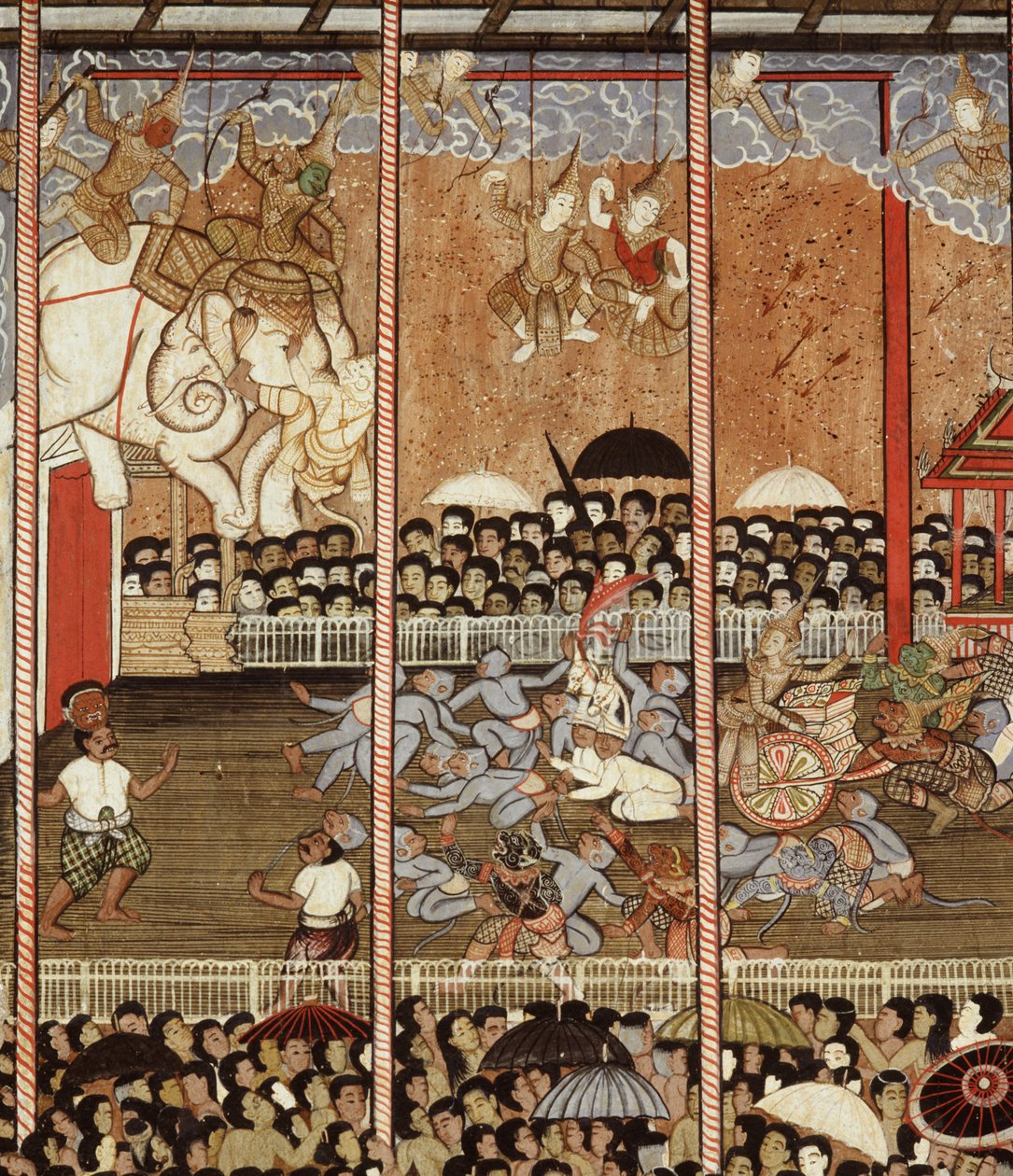 Przedstawienie Ramakien (malarstwo ścienne) autorstwa Thai School
