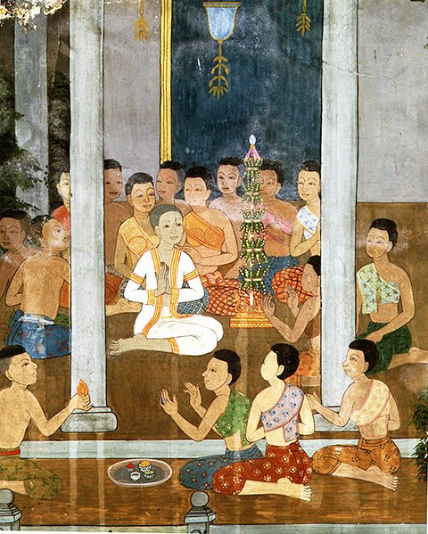 Konsekracja mnicha (fresk) autorstwa Thai School
