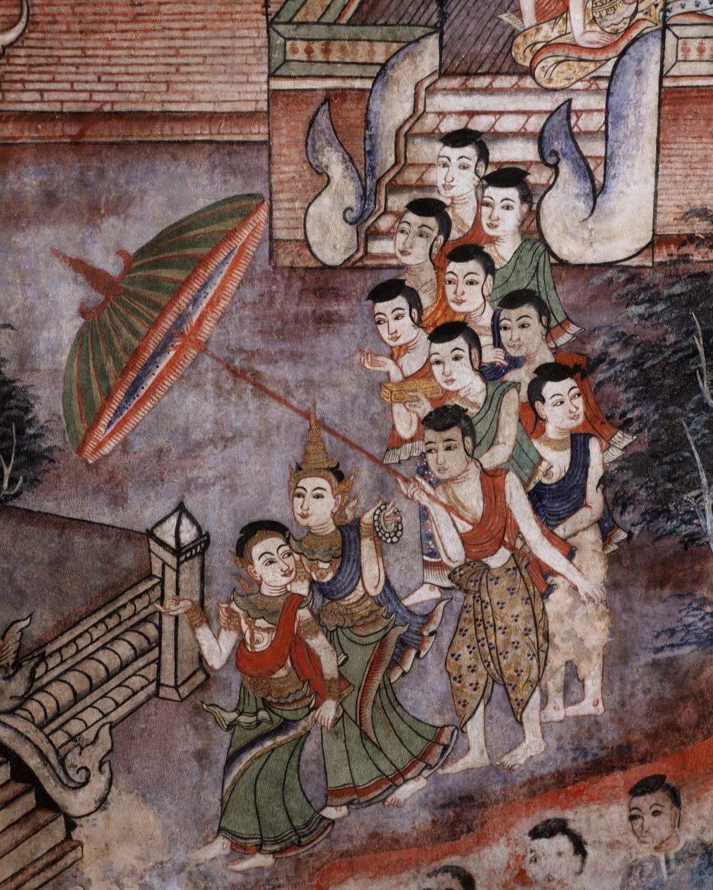 Detal z muralu w Wat Phra Singh autorstwa Thai School