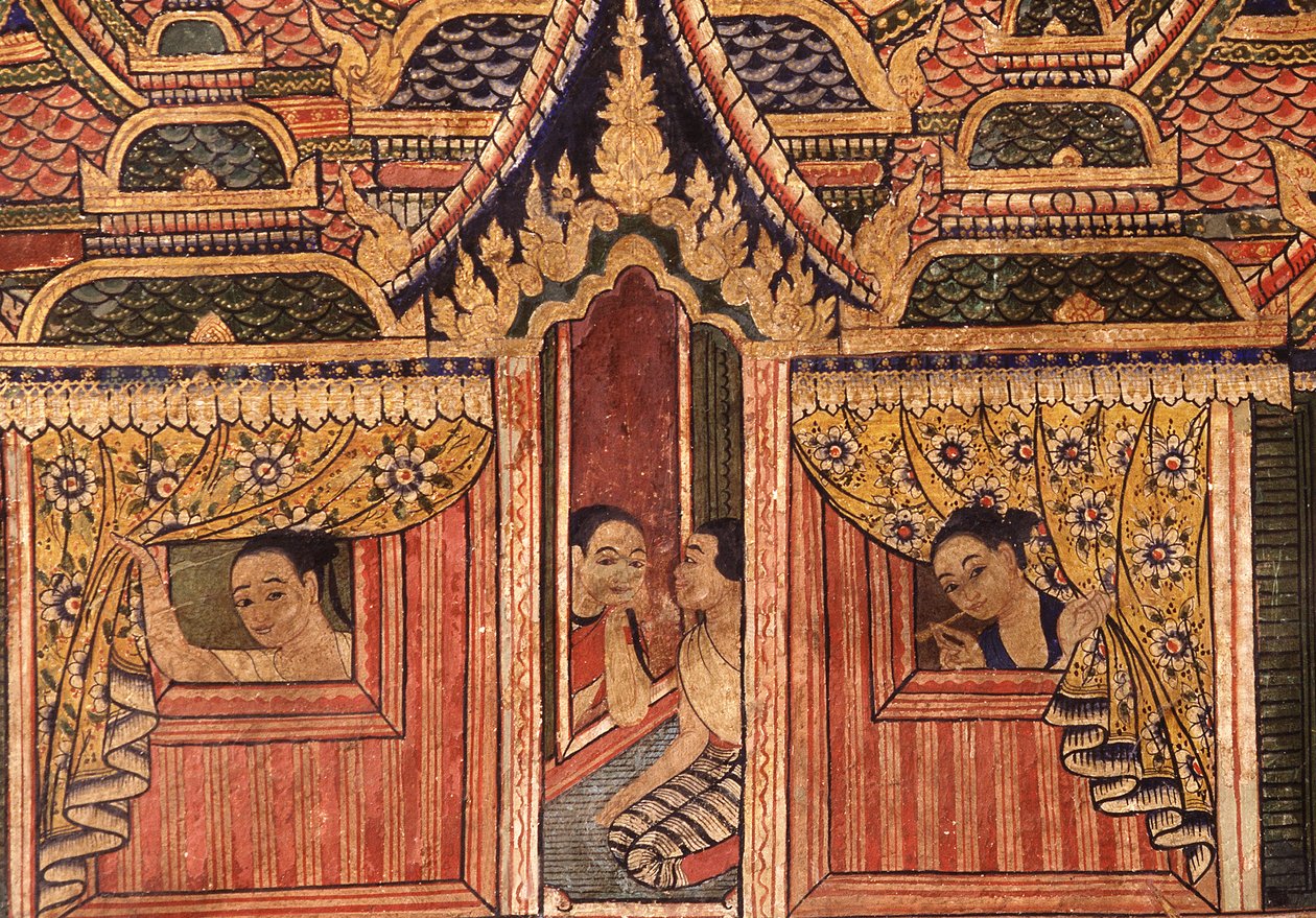 Detal z muralu w Wat Phra Singh autorstwa Thai School