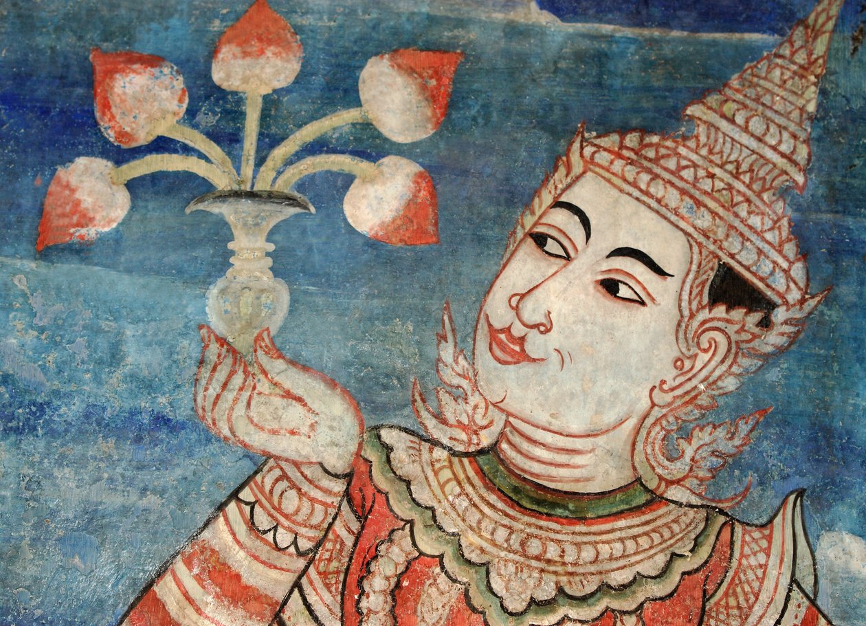Fragment muralu w laikam Viharn w Wat Phra Singh autorstwa Thai School