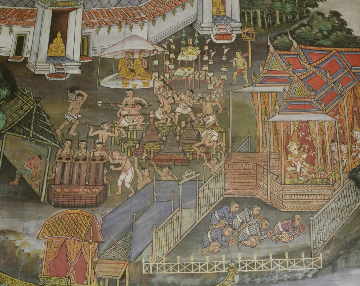 Detal miasta Phitsanulok, Wat Bowonniwet Vihara, Bangkok autorstwa Thai School