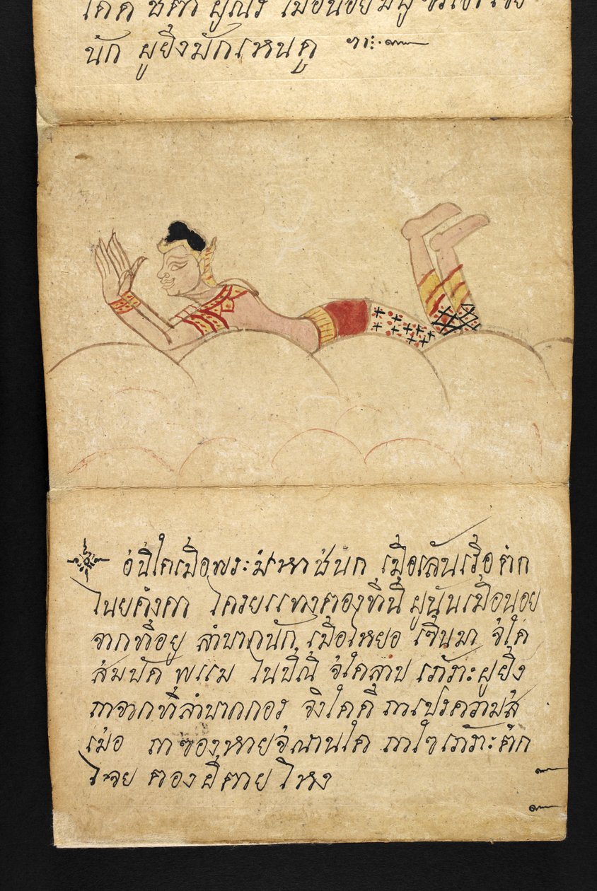 Lub. 16482, f.4 „Satra”  O wróżbiarstwie i poradach dotyczących szczęśliwego i zdrowego życia (książka składana papierowa) autorstwa Thai School
