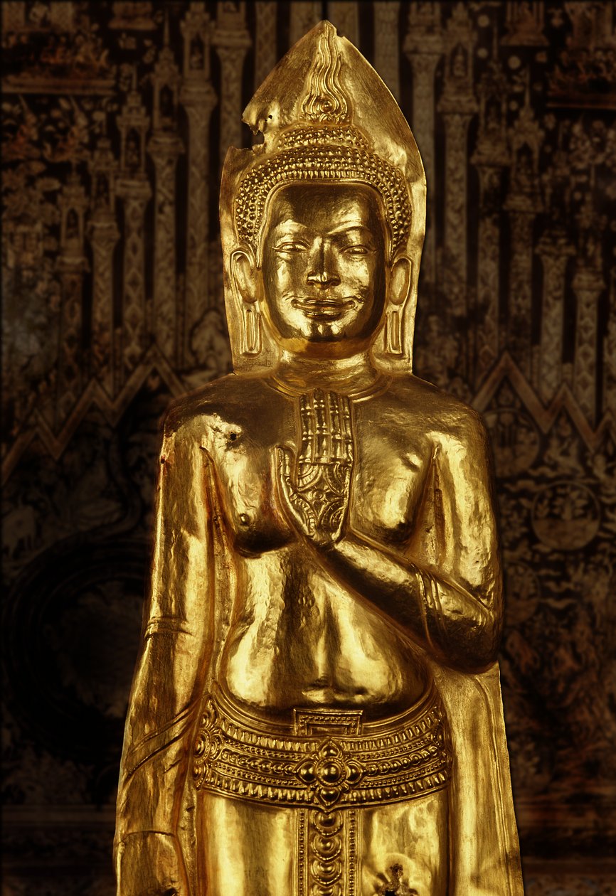 Stojący Budda, koniec XIII- początek XIV wieku (złoto) autorstwa Thai School