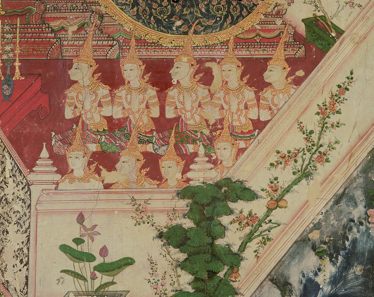 Nadprzyrodzone istoty w adoracji, Wat Suwannaram, Thonburi, 1831 autorstwa Thai School
