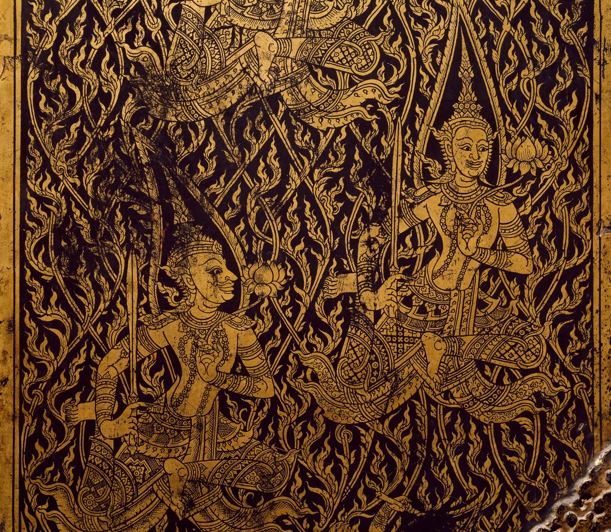 Szafa na sutrę, rzeźbione i lakierowane drewno, Bangkok, Tajlandia, Detal, Tajska Cywilizacja, początek XIX wieku autorstwa Thai School