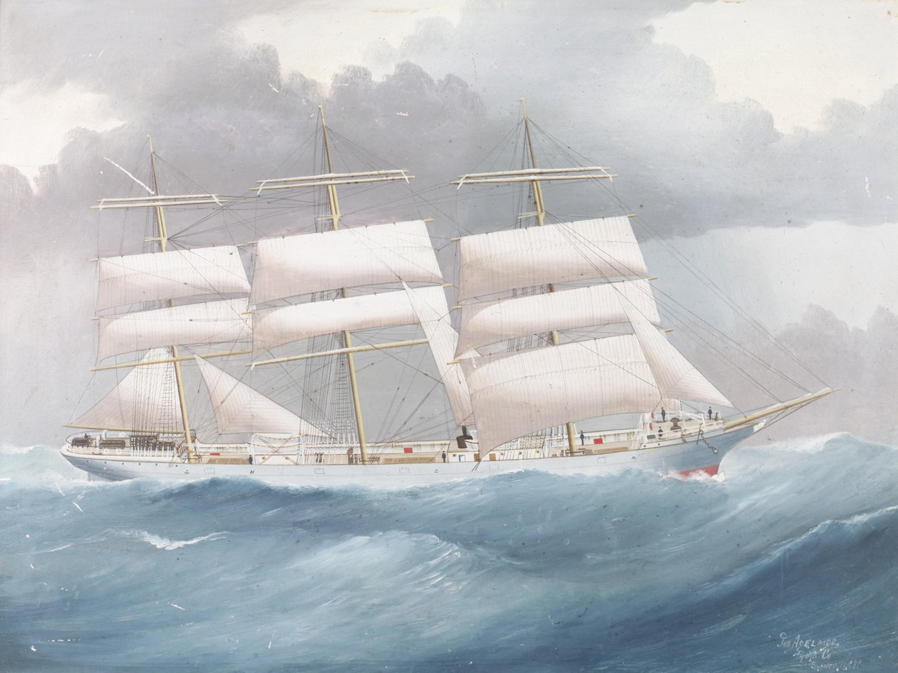 Trzymasztowy statek „Brynymor” na morzu autorstwa The Adelaide Photo Co. Manner of Reginald Arthur Borstel