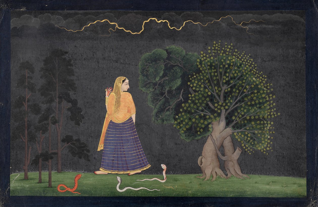 Bohaterka pędzi do swojego kochanka (Abhisarika Nayika) autorstwa The Family of Nainsukh
