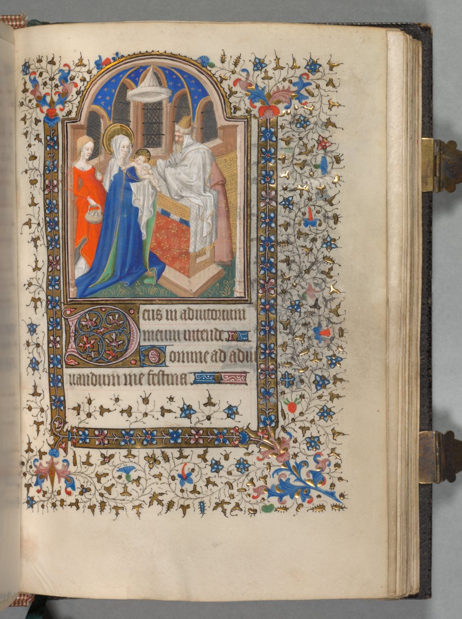 Book of Hours Korzystanie z Paryża: Fol. 72r, Ofiarowanie w świątyni, ok. n.e. 1420. autorstwa The Bedford Master