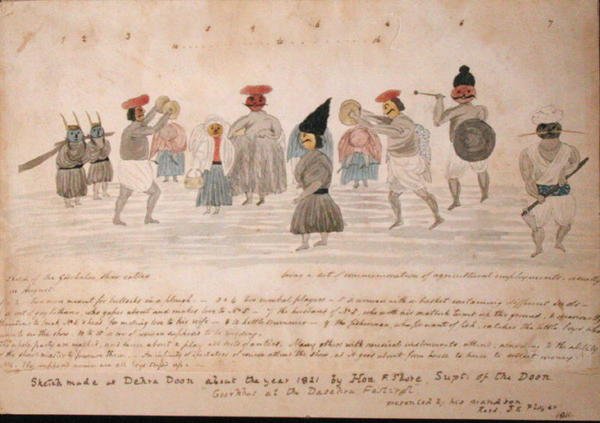 Szkic życia Gurkha w Dehra Dun, ok. 1821 (akwarela na papierze) autorstwa The Hon. Frederick Shore