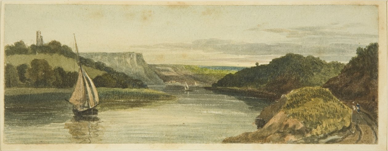 Avon poniżej murów morskich, ok. 1820 (ołówek i akwarela na papierze) autorstwa The Rev. John Eagles