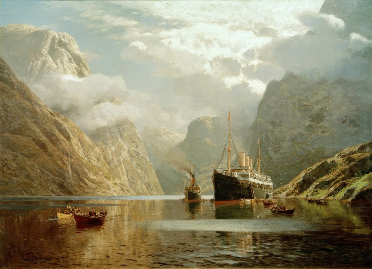 Auguste Victoria w Naeröfjord autorstwa Karl Paul Themistocles von Eckenbrecher