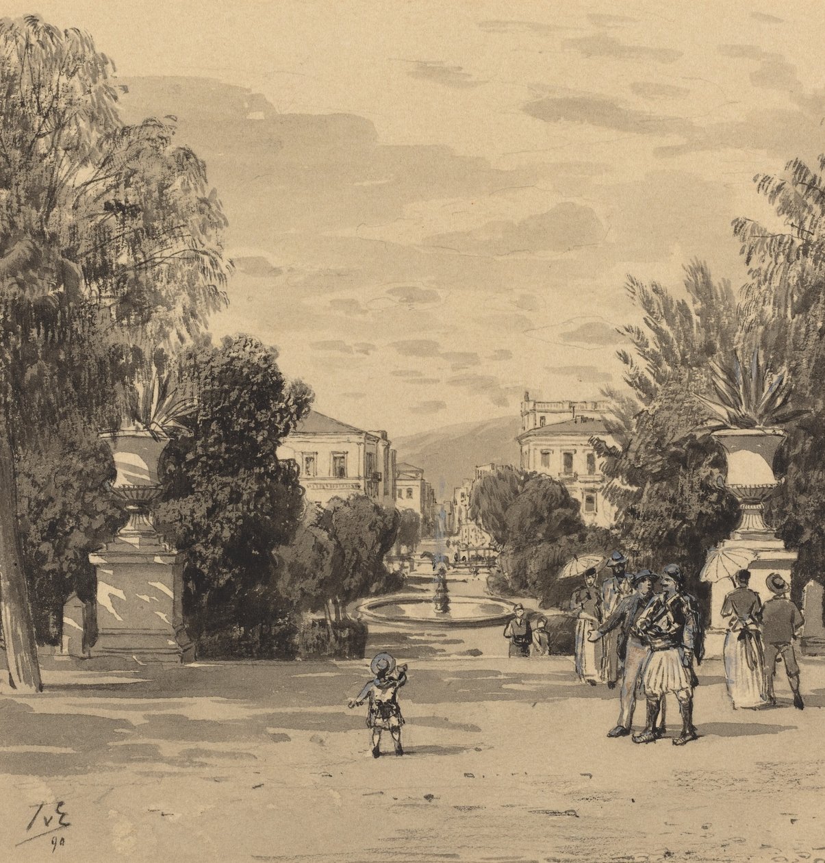 Widok ze Starego Pałacu Królewskiego przy Hermesstreet, 1890. autorstwa Themistocles von Eckenbrecher