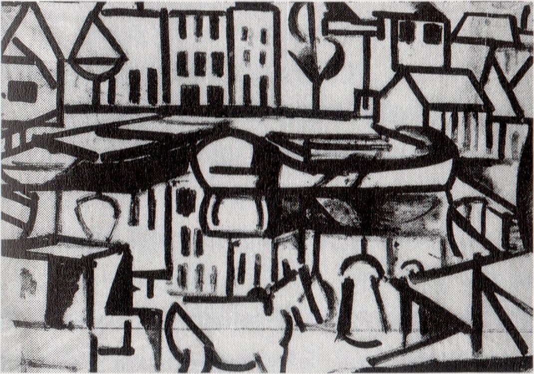 Pejzaż z łodzią Leiden autorstwa Theo van Doesburg