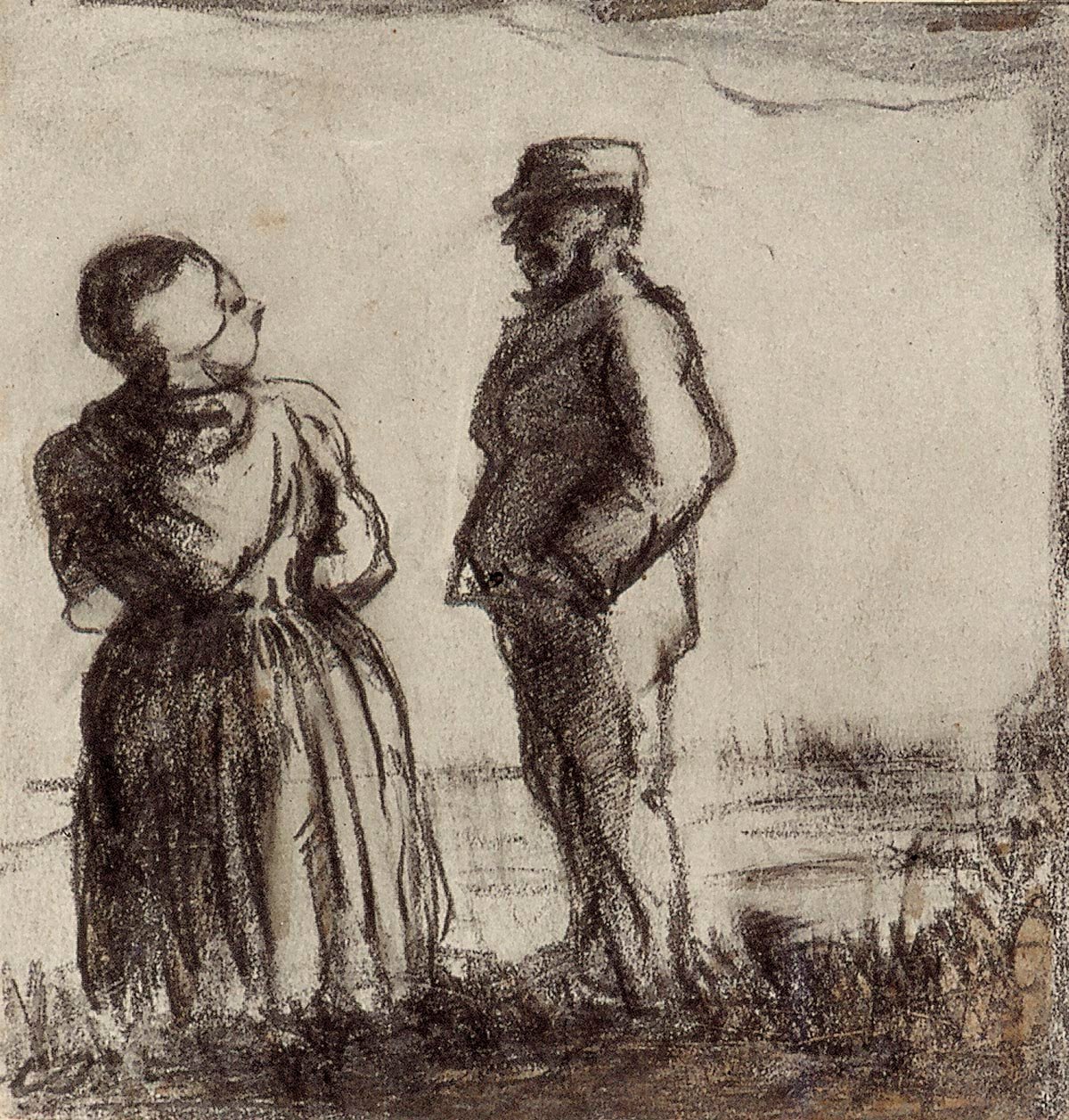 Rolnik i jego żona w krajobrazie autorstwa Theo van Doesburg