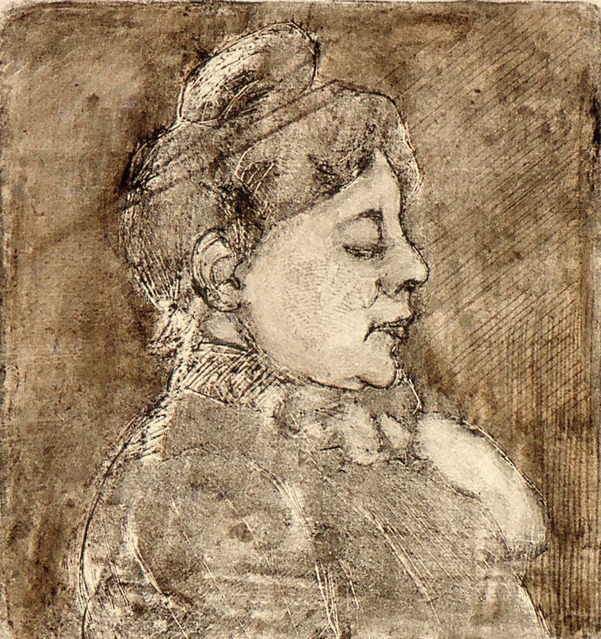 Portret Agnity Feis w profilu autorstwa Theo van Doesburg