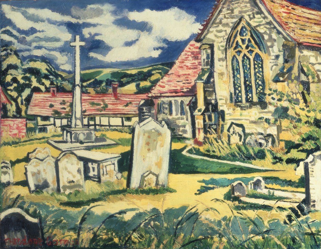 Kościół South Harting (olej na płótnie) autorstwa Theo Garman