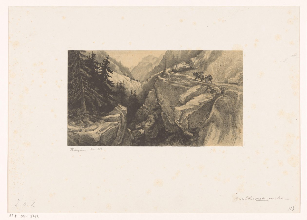 Alpejski krajobraz z przełęczą autorstwa Theo van Hoytema (signed by artist)