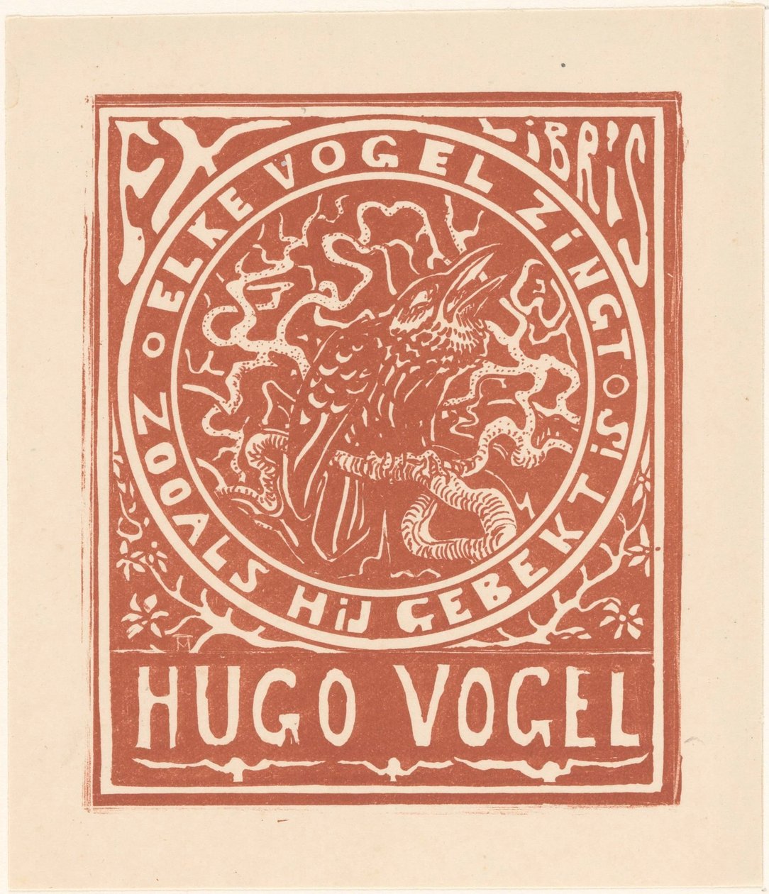 Ekslibris van Hugo Vogel autorstwa Theo van Hoytema