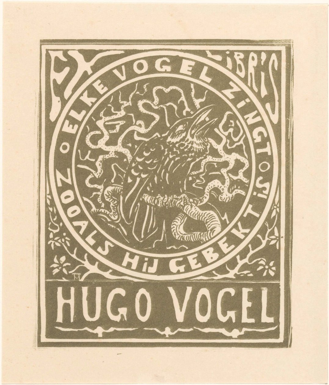 Ekslibris van Hugo Vogel autorstwa Theo van Hoytema