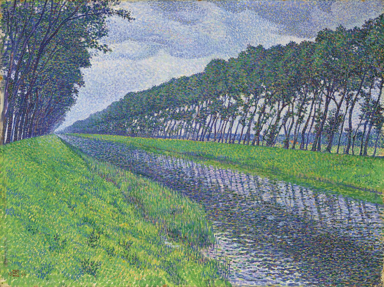 Kanał we Flandrii; Kanał we Flandrii przy smutnej pogodzie, 1894 autorstwa Théo van Rysselberghe