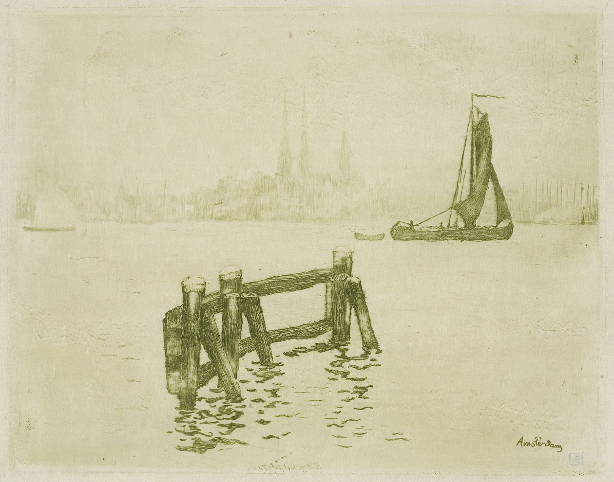Widok Amsterdamu autorstwa Théo van Rysselberghe
