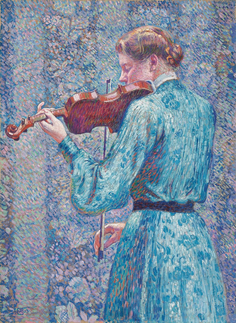 Marie-Anne Weber gra na skrzypcach, 1903 autorstwa Théo van Rysselberghe