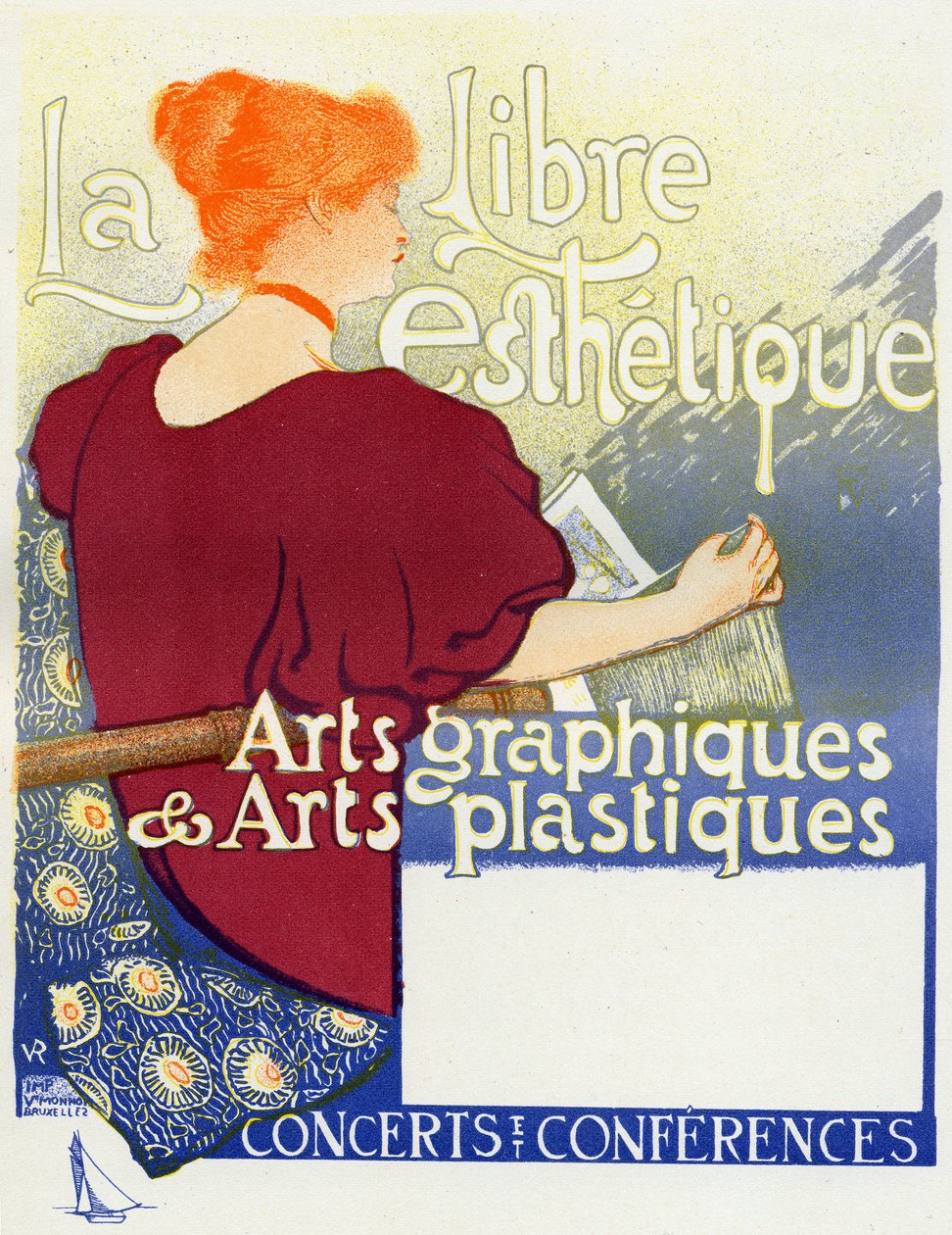 Muzyka. La Libre Esthetique (Wolna Estetyka), koncerty w Brukseli. Plakat Van Rysselberghe