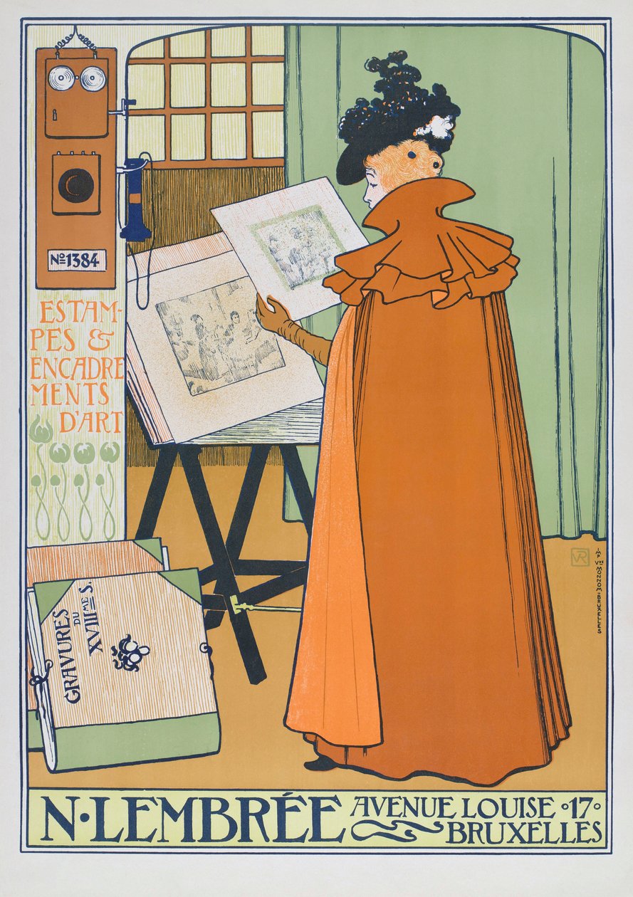 Sklep z plakatami reklamowymi, Bruksela autorstwa Théo van Rysselberghe