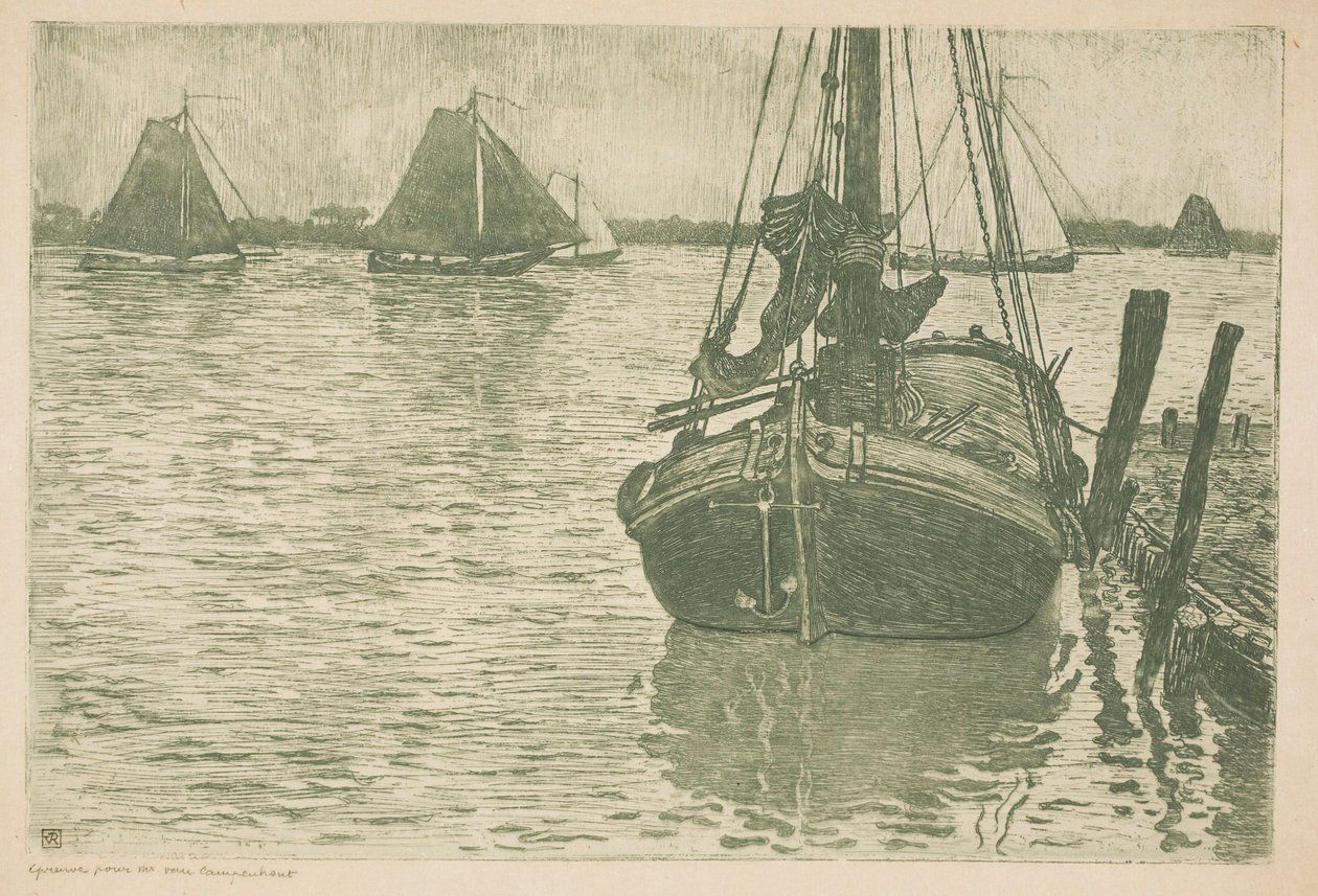 Statki w deszczu autorstwa Théo van Rysselberghe