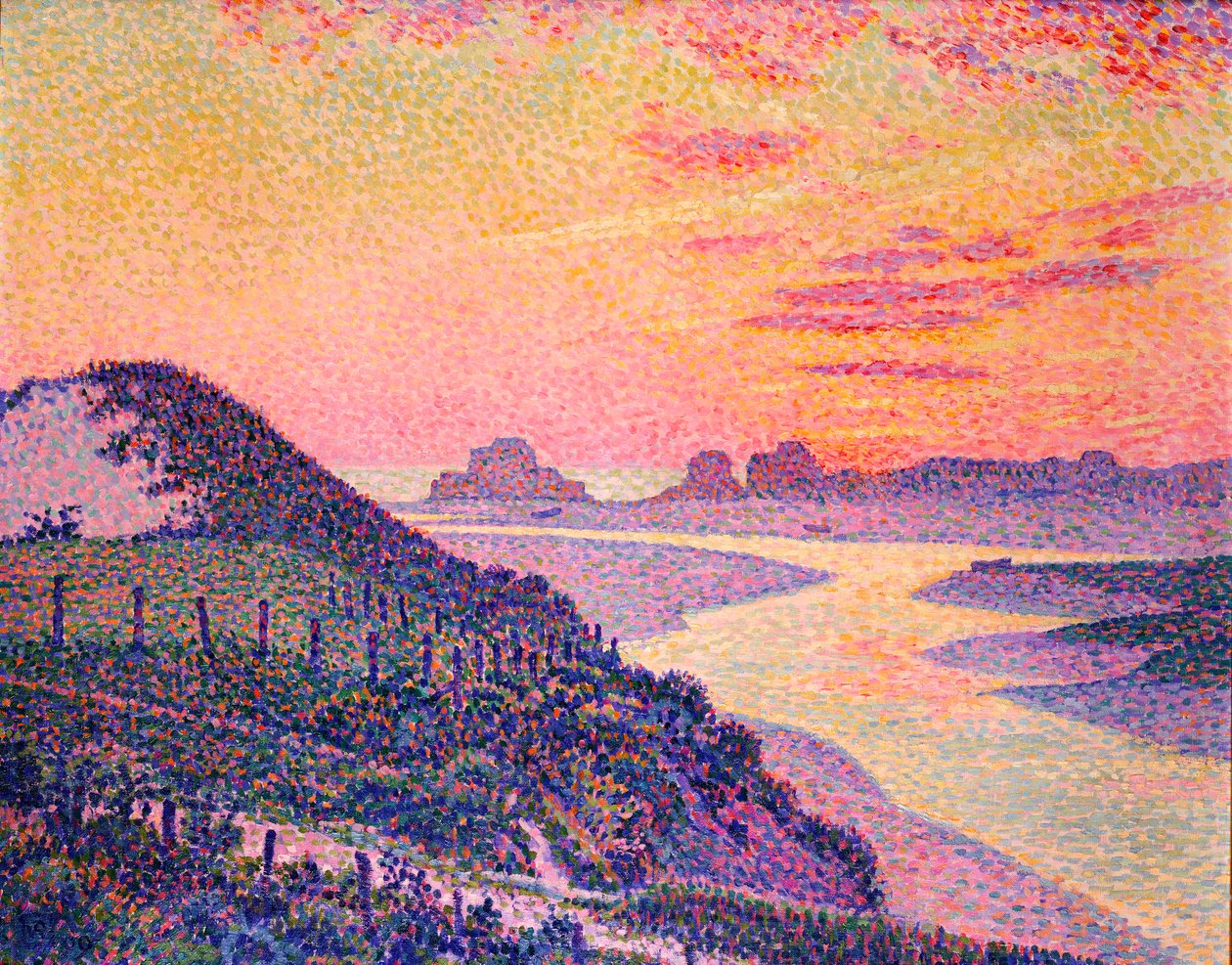 Zachód słońca w Ambleteuse, Pas-de-Calais, 1899 autorstwa Théo van Rysselberghe
