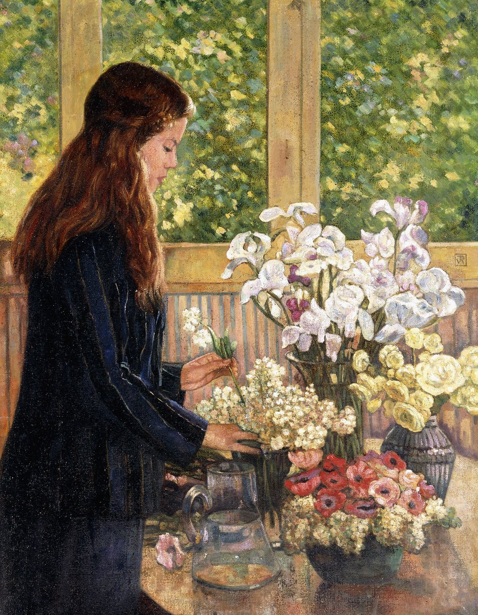 Młoda Dziewczyna z Wazonami Kwiatów, autorstwa Théo van Rysselberghe