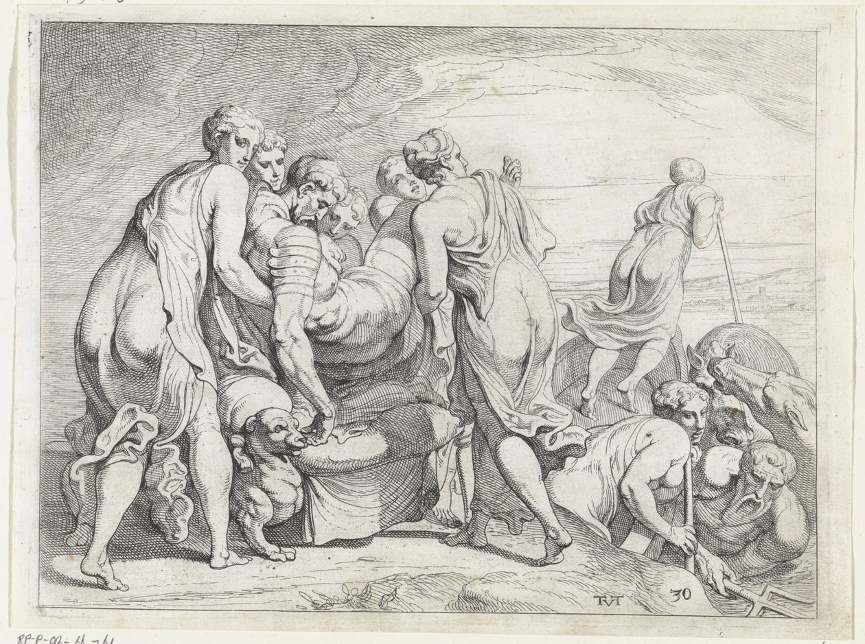 Faiaken sprowadza śpiącego Odyseusza do Itaki Prace Odyseusza (tytuł serii) autorstwa Theodoor van Thulden