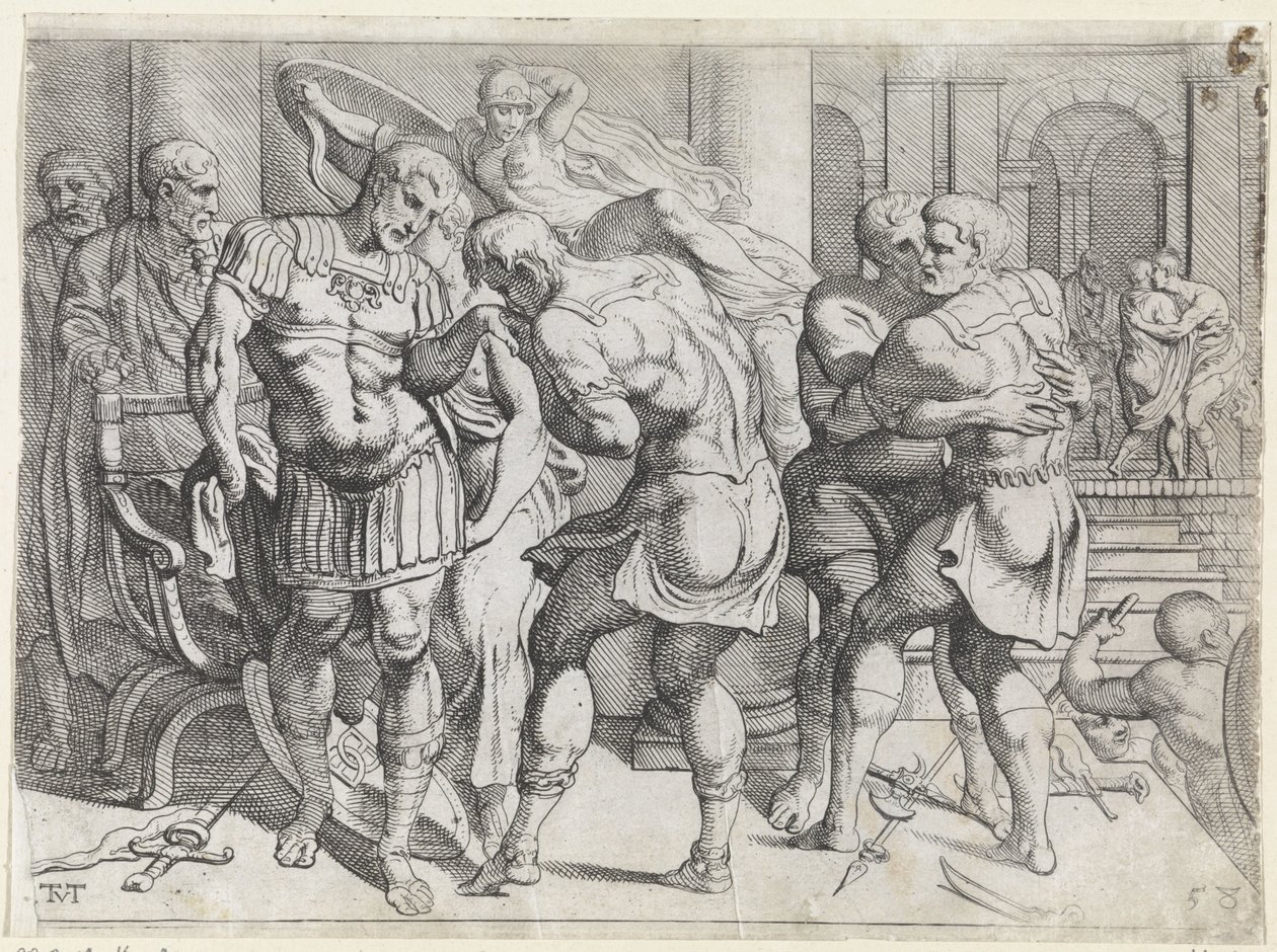 Pojednanie Odyseusza z buntownikami Itaka Prace Odyseusza (tytuł serii) autorstwa Theodoor van Thulden