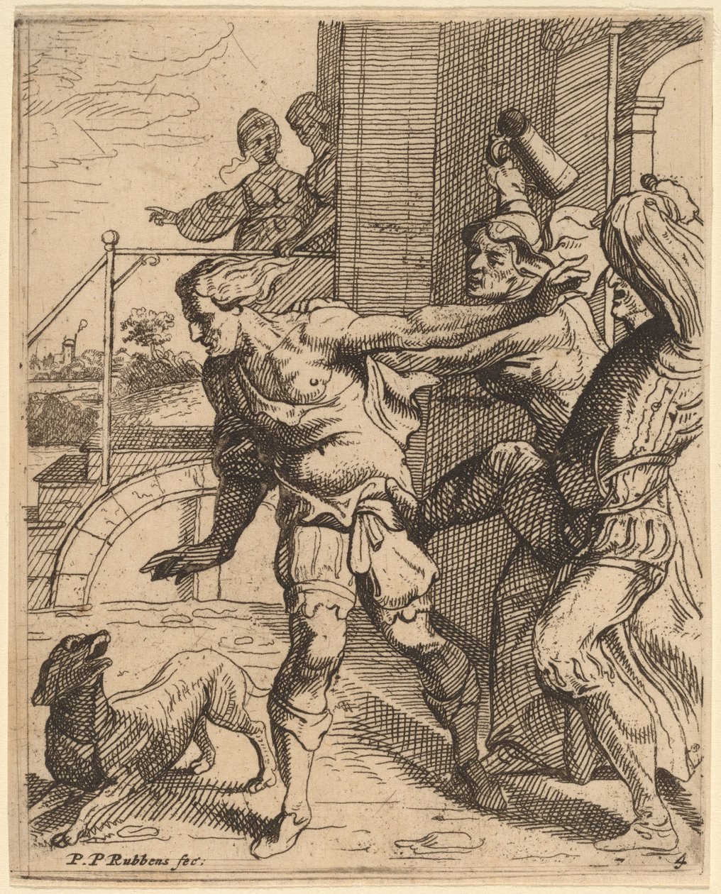 Syn marnotrawny wypędzony z tawerny autorstwa Theodoor van Thulden after Sir Peter Paul Rubens