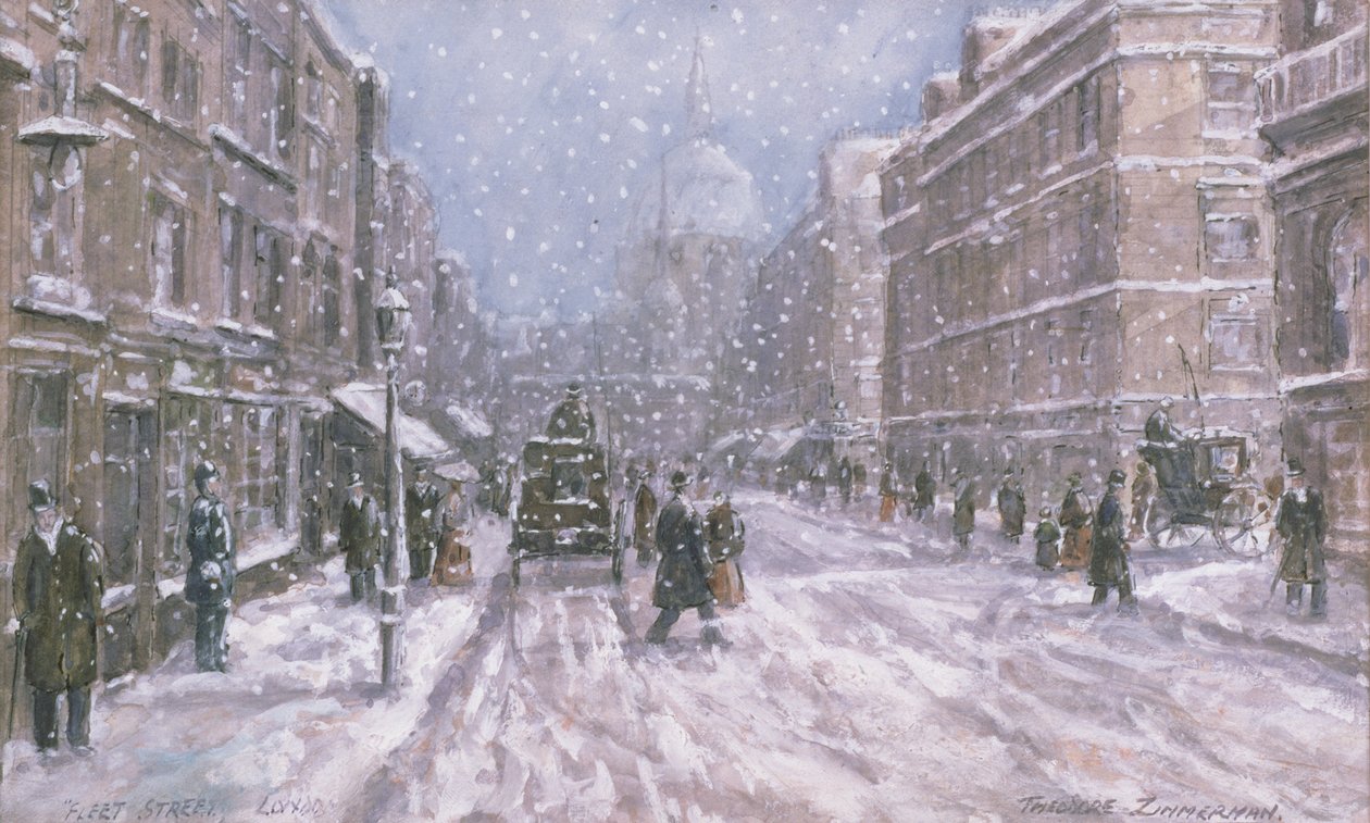 Fleet Street, Londyn (toaleta i gwasz na papierze) autorstwa Theodor Franz Zimmermann
