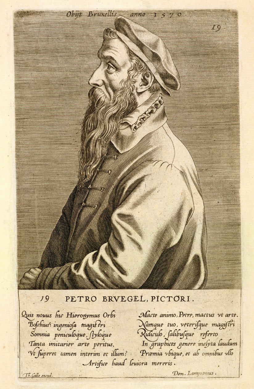Portret Pietera Bruegla Starszego (ok. 15278-69) wyd. 1572 autorstwa Theodor Galle
