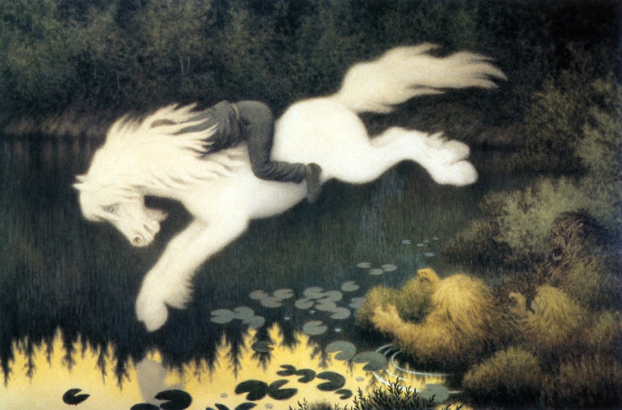 Chłopiec na białym koniu autorstwa Theodor Kittelsen