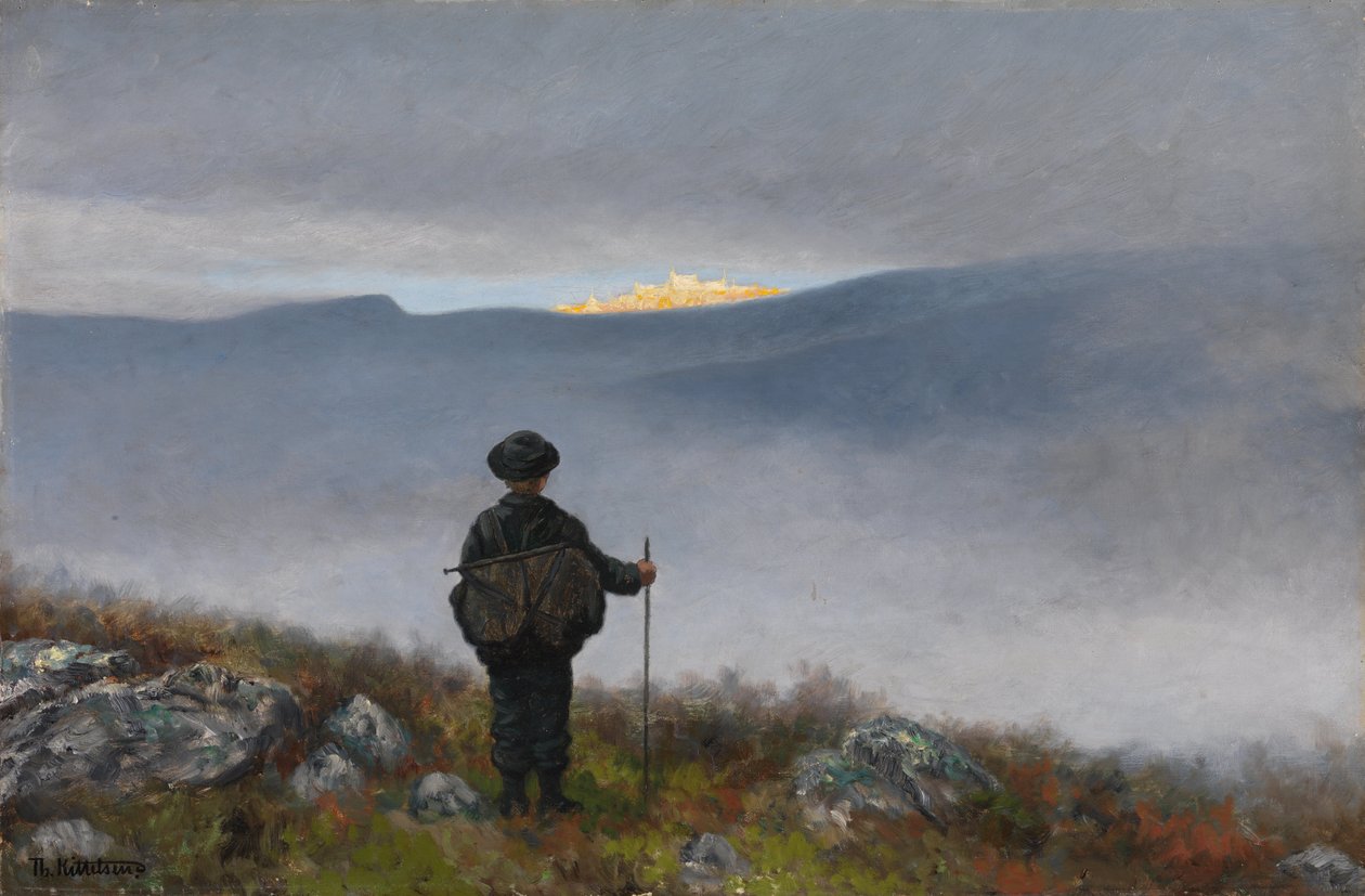 Daleko, daleko Pałac Soria Moria lśnił jak złoto autorstwa Theodor Kittelsen