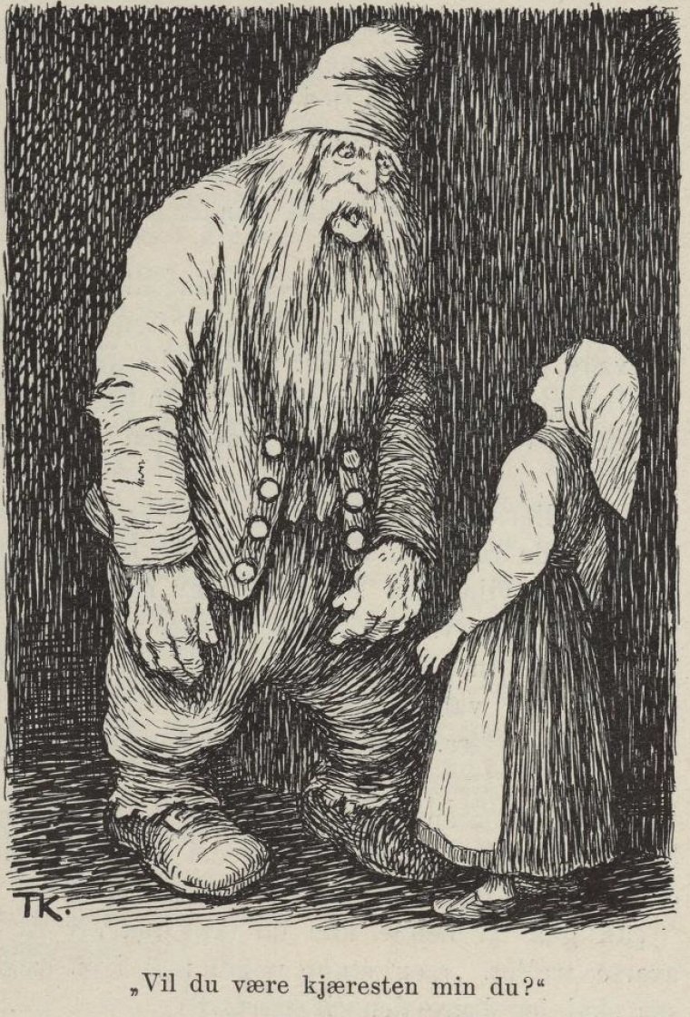 Hna tripper i berget Stara Dama i jej Hen autorstwa Theodor Kittelsen