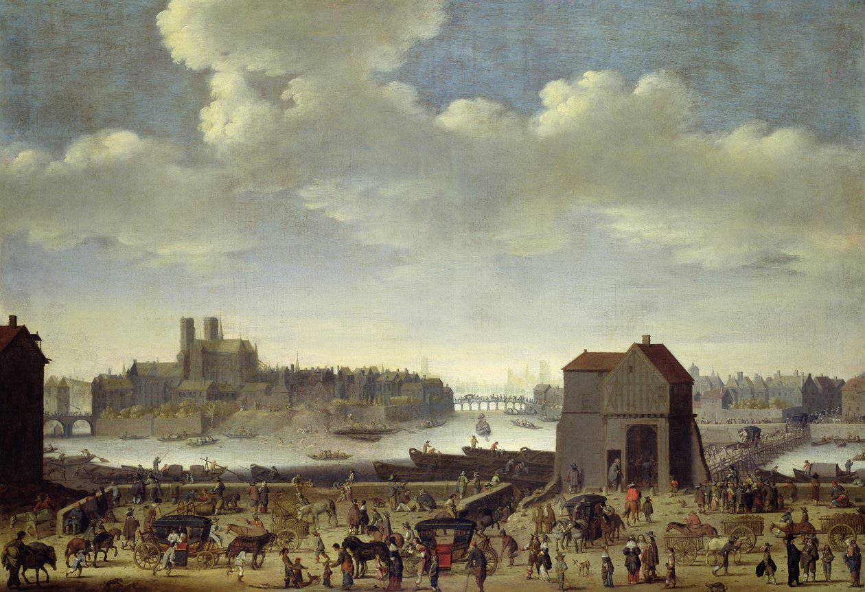Widok na most i Quai de la Tournelle, ok.1645 autorstwa Theodor Matham