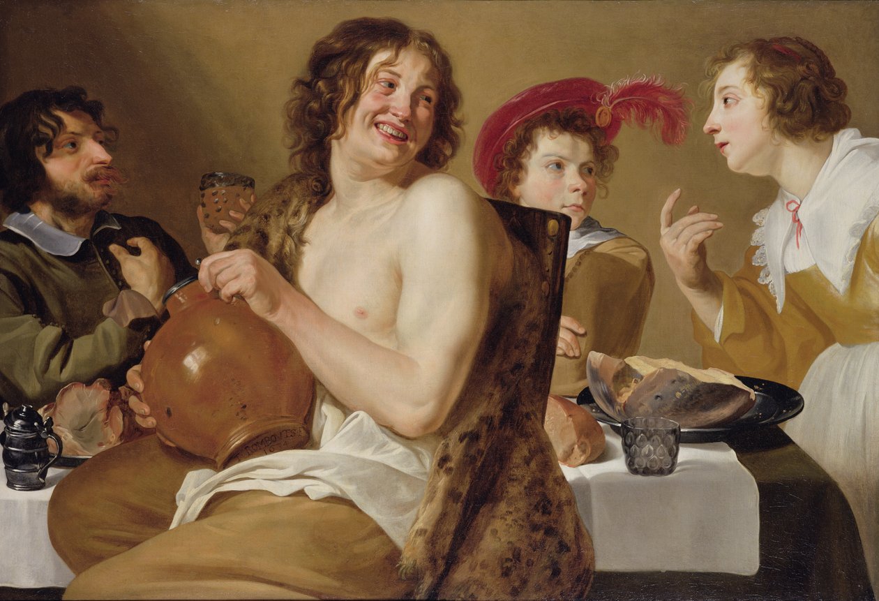 Figurki jedzące i pijące przy stole, 1634 autorstwa Theodor Rombouts