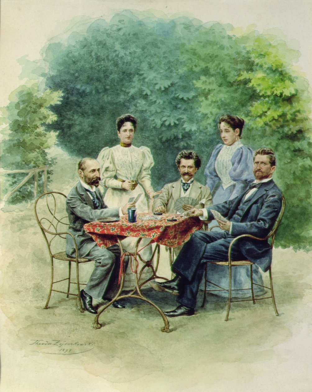 Gra karciana Tarrock z Johannem Straussem w Bad Ischl, 1898 autorstwa Theodor Zajaczowski