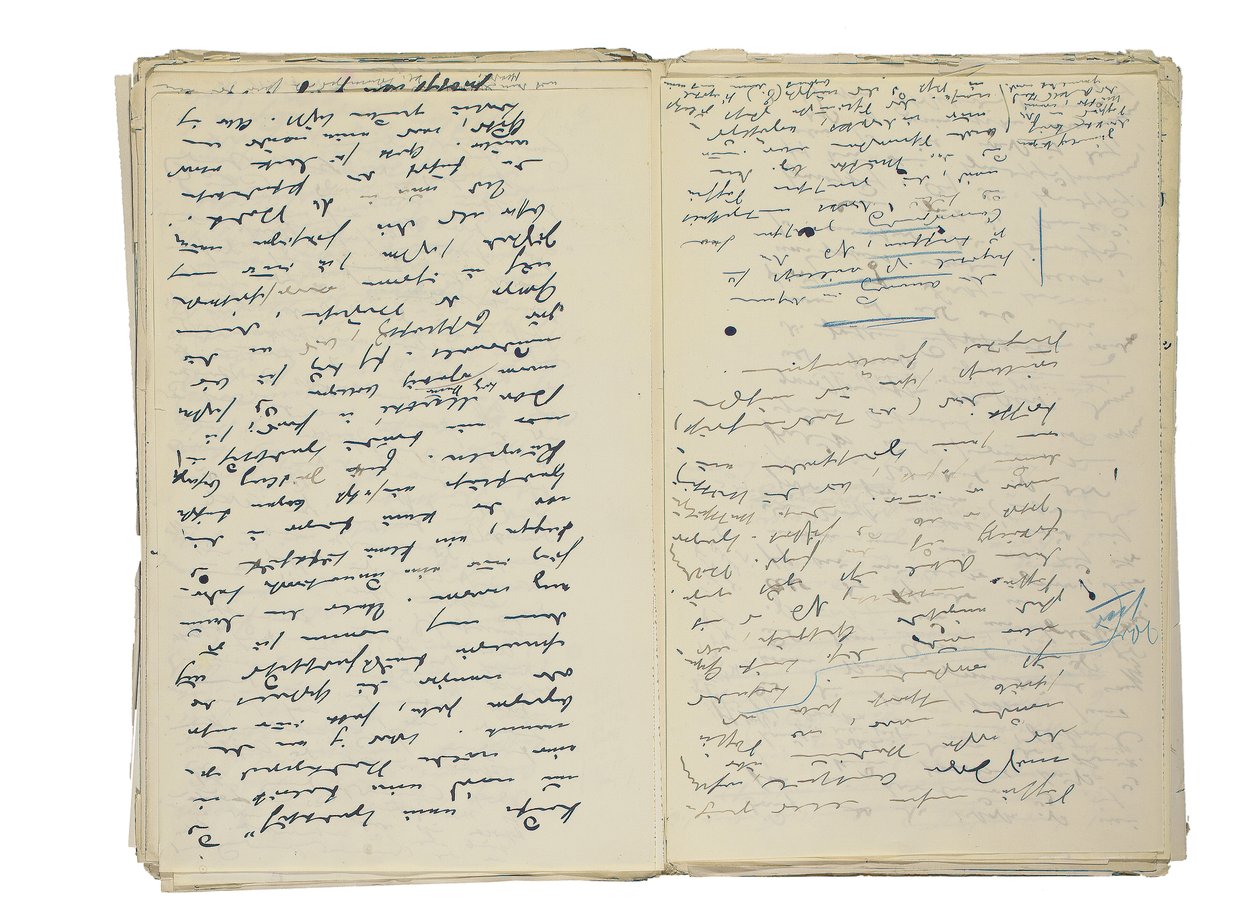 Szkice autografów rękopisów artykułów o życiu i społeczeństwie Berlina wraz z fragmentem szkicu powieści, ok. 1878-94 (pióro i tusz na papierze) autorstwa Theodor Fontane