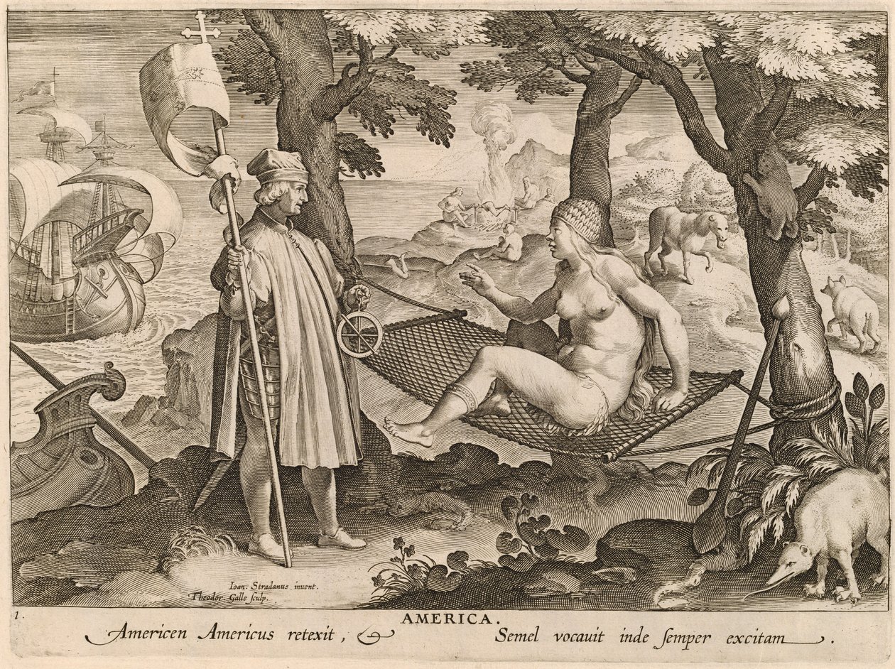 Ameryka autorstwa Theodor Galle after Jan van der Straet